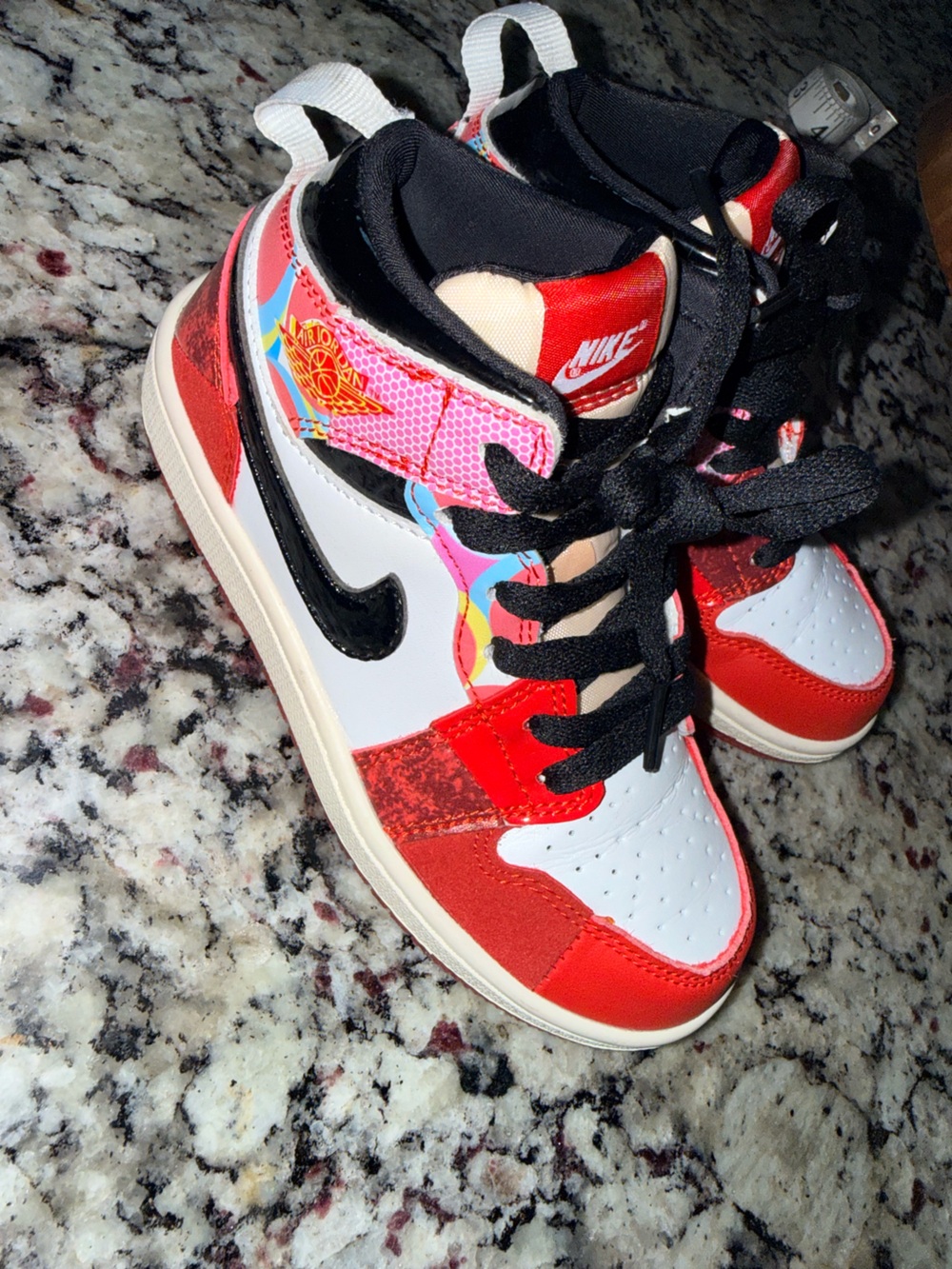 Nike Spiderman Edition Jordan 1 Kids Red White Black High-Top Sneakers